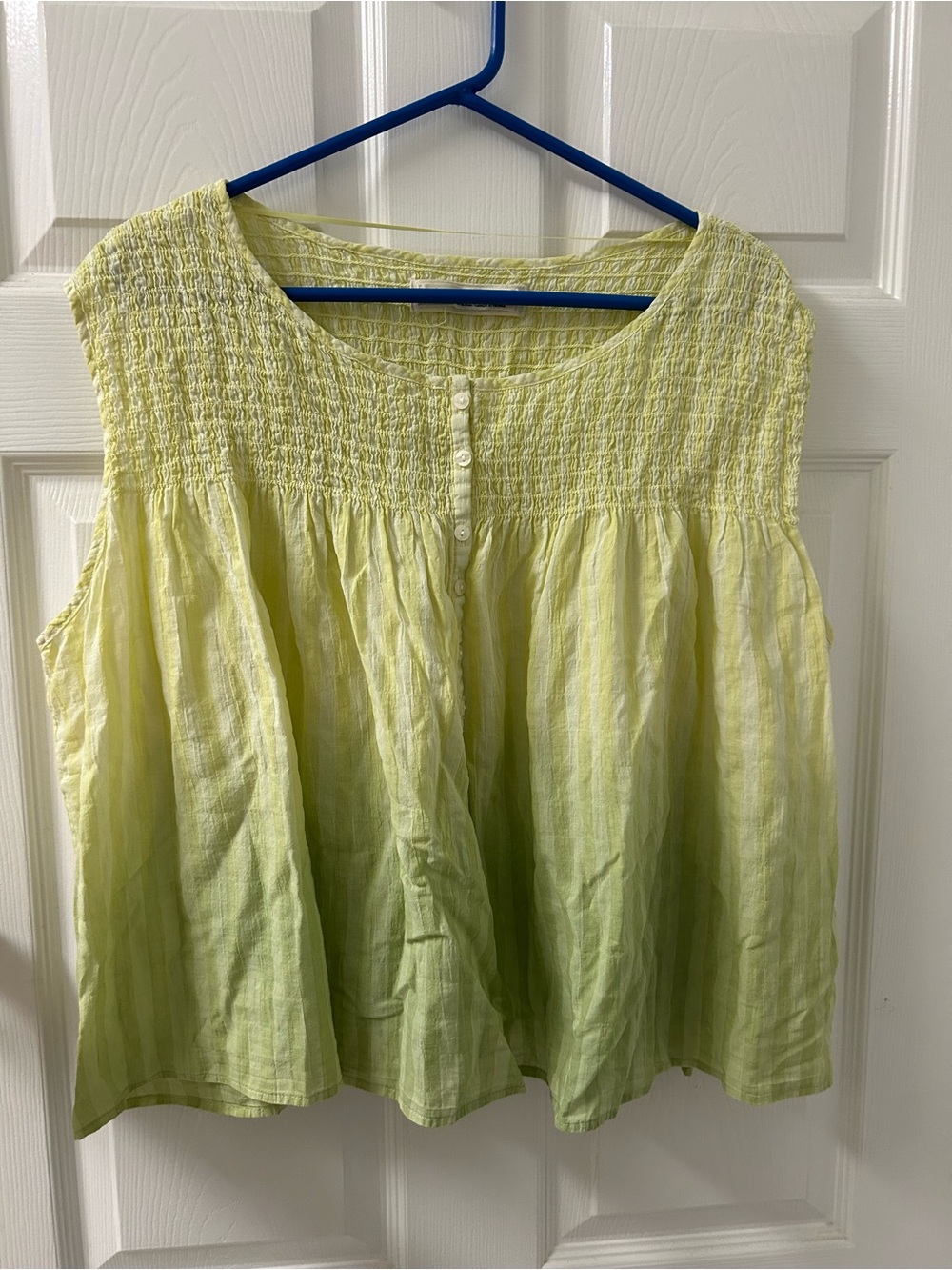 We The Free Little Bit of Something Ombré Smocked Top Citron Combo Colorway SZ M